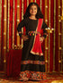 Girl's' Navratri Special Black Anarkali Kurta With Red Dupatta Set